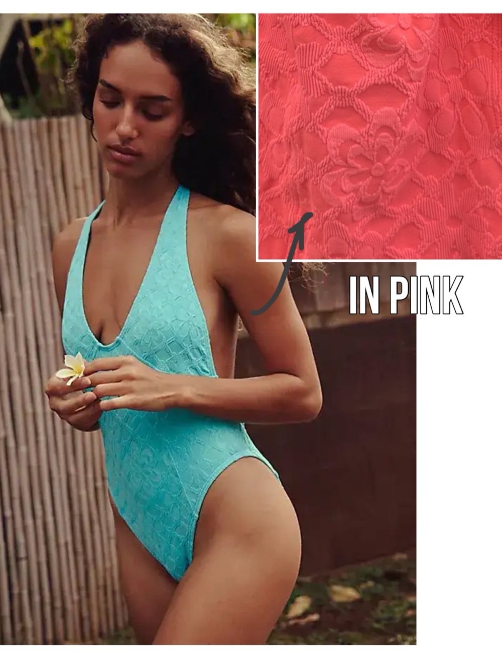 Free People Textured One-Piece Swimsuit in Turquoise (Also Shown in Pink)